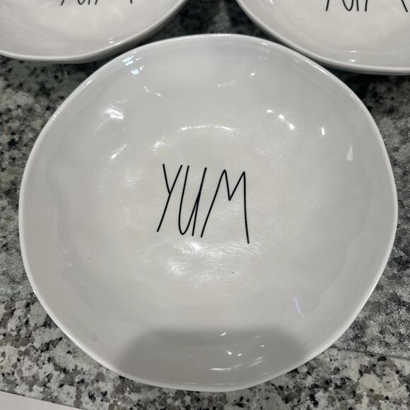 RAE DUNN Set of 3 “YUM” Melamine Bowls, 8.5” Salad Soup Cereal Dessert Bowls - Picture 3 of 5